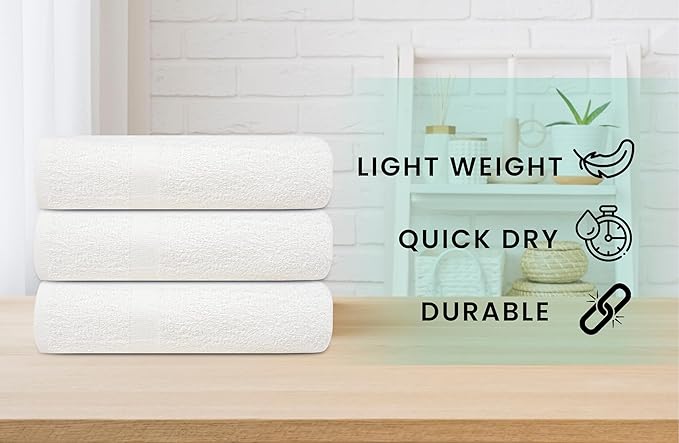 ZUPERIA White Bath Towels Bulk 24 Pack - Image 2