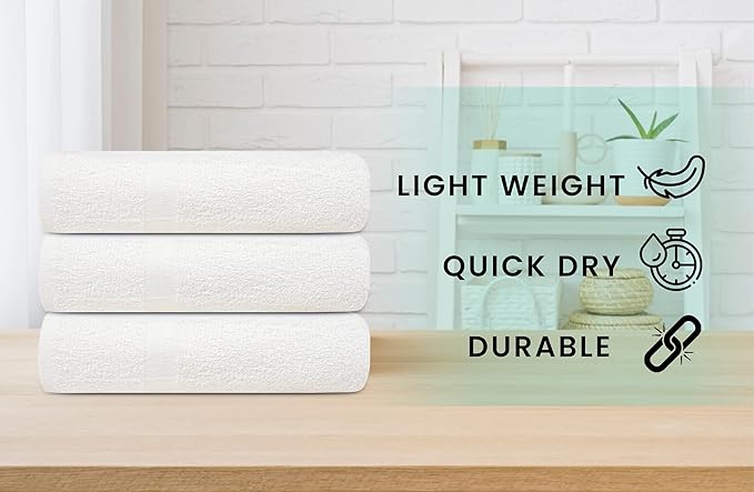 ZUPERIA White Bath Towels Bulk 60 Pack - Image 2