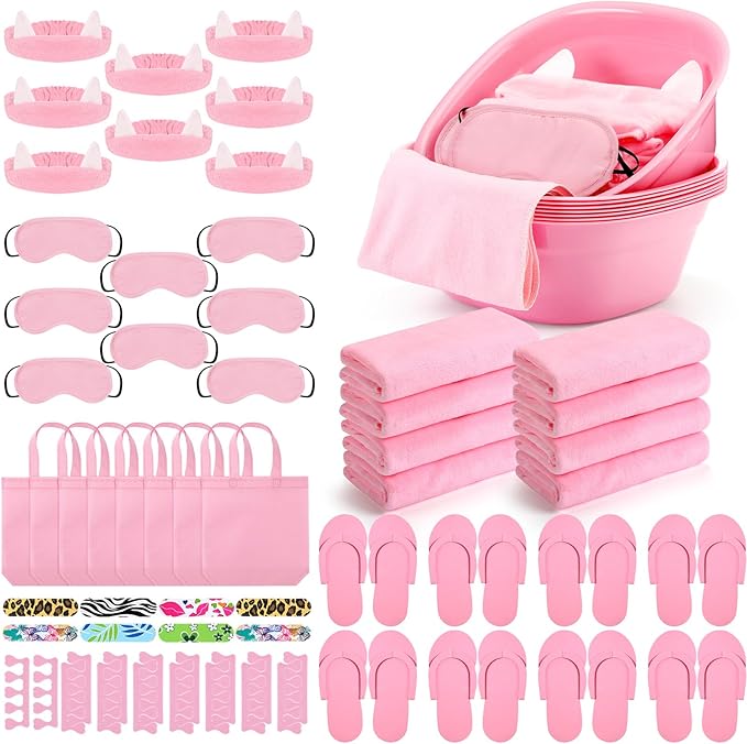 Jeyiour 72 Pcs Foot Spa Set for Girls Include Foot Tub Washbasin Hand Towels by Jeyiour