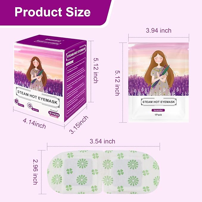 10 Packs Steam Eye Mask, Lavender Steam Eye Masks Disposable, Self-Heating - Image 8
