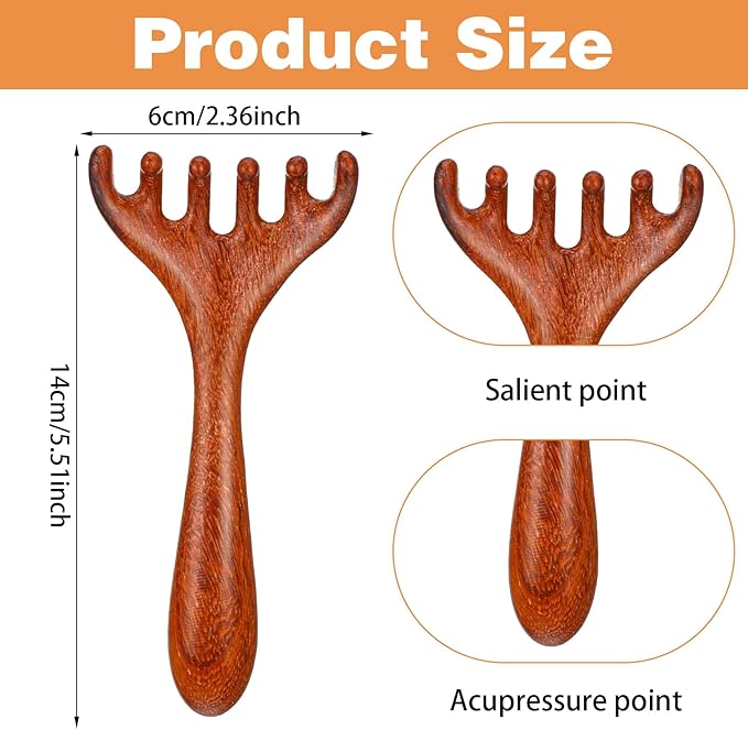 2 PCS Wood Scalp Massager, Wooden Massage Comb 6 Claws, Wood Head Massager - Image 2