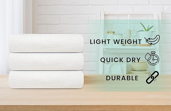 ZUPERIA White Bath Towels Bulk 36 Pack - Image 2