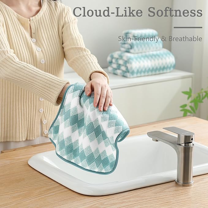 8 Piece Bathroom Towel Set Aqua |2 Oversized Large Bath Towels Sheet, 2 Hand - Image 8