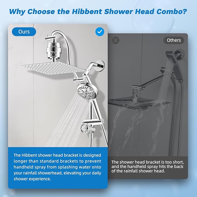 Hibbent Dual Filter All Metal 10"Rainfall Showerhead Combo, High Pressure - Image 7