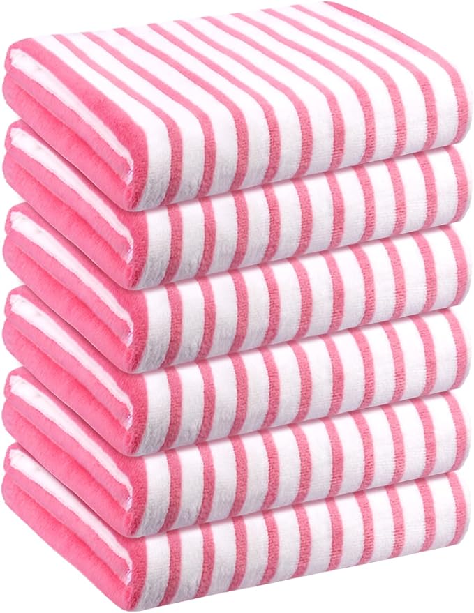 JML Microfiber Beach Towels Set of 6, Large Bath Towel Cabana Stripe- Absorbent - Image 5