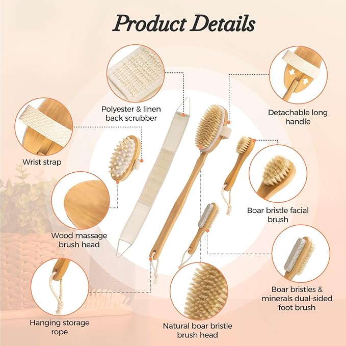 7 Packs Dry Brushing Body Brush Set - Image 3