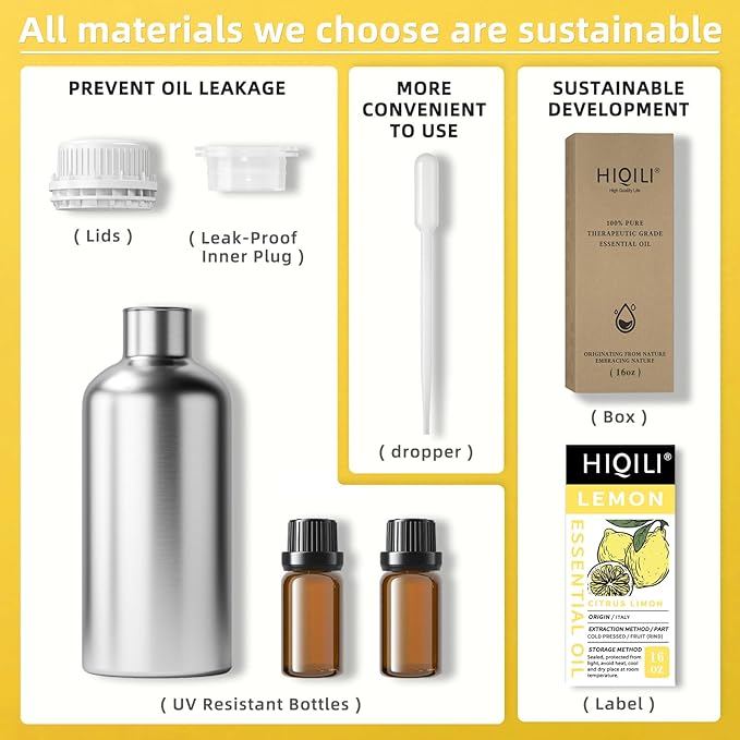 HIQILI Lemon Essential Oil for Cleaning, Degreasing & Household Use, Skin Care - Image 8