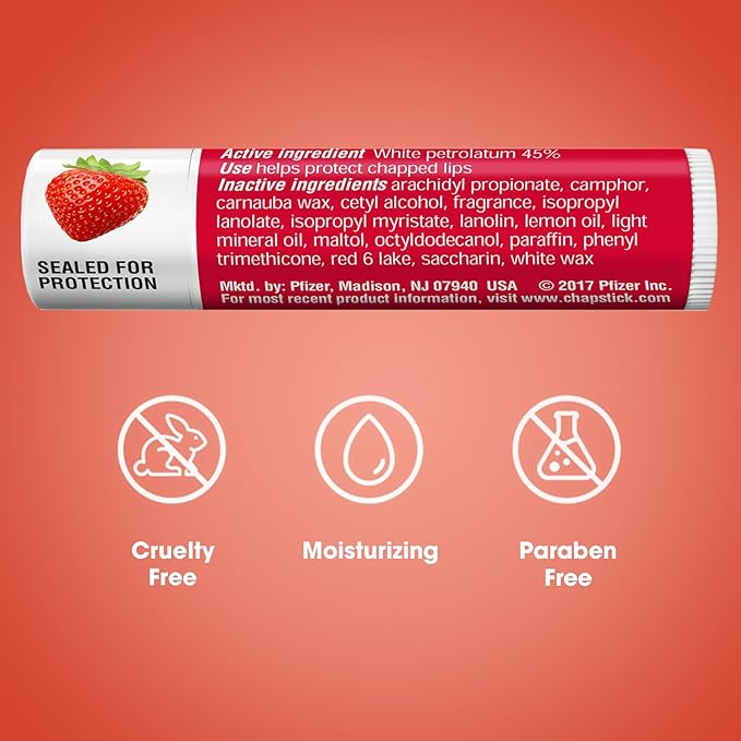 ChapStick Lip Care, Classic Strawberry 12-Count – Bulk Lip Balm, Fruity & Sweet - Image 9