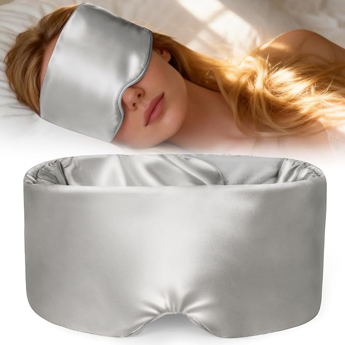 Weighted Eye Mask for Sleeping, Silk Sleep Mask for Side Sleeper by Akakios