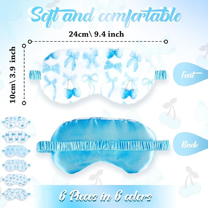 Cuffbow 6 Pack Plush Sleep Mask Set, Cute Plush Eye Masks - Image 2
