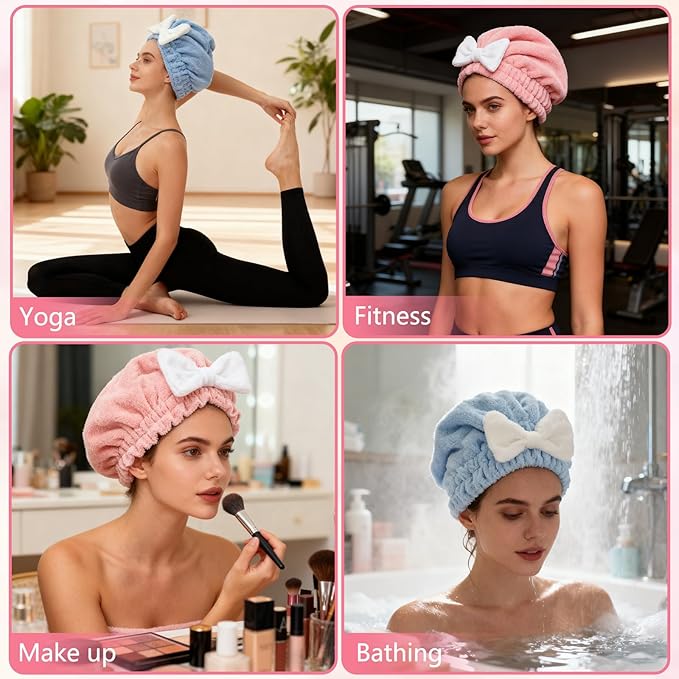 4Pcs Super Absorbent Hair Towel Wrap - Image 4