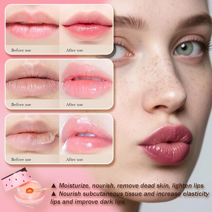4 PCS Honey Lip Mask, Strawberry & Watermelon & Apple Lime Lip Sleeping Mask - Image 6