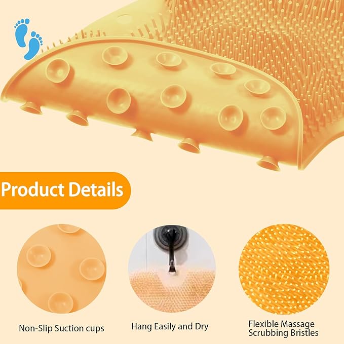 Shower Foot Scrubber, Wall Mounted Bath Massage Pad, Back Scrubber Back - Image 7