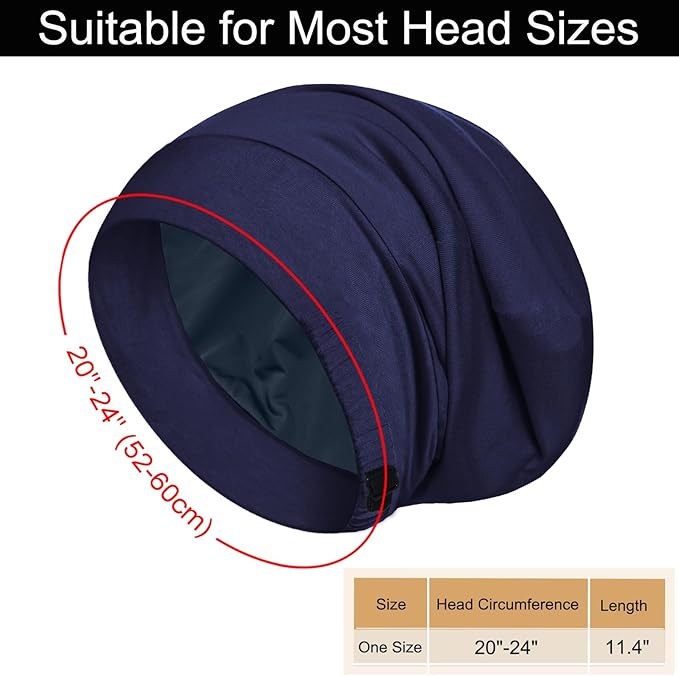 Sleep Cap Bonnet for Sleeping, Adjustable Cooling Ice Silk Lined Hair Bonnets - Image 6