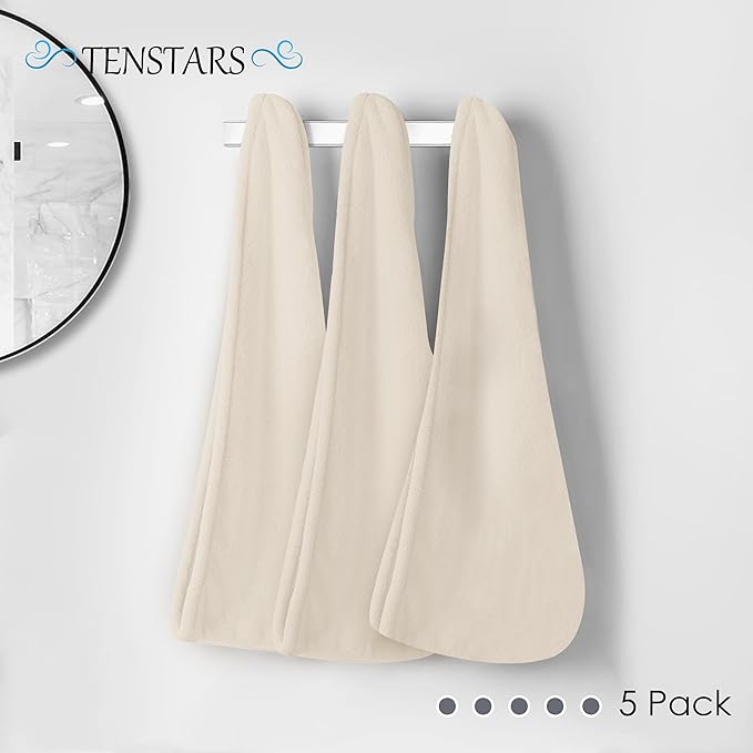 TENSTARS 5 Pack Thicken Microfiber Hair Towel Wrap - Image 5