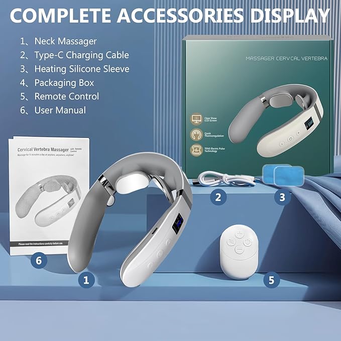Neck Massager with Heat, Portable Cordless Neck Massager, Best Gifts - Image 8