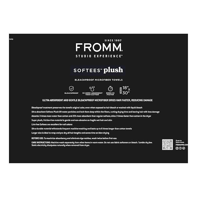 Fromm Softees Plush Bleachproof Microfiber Hair Towel - Image 8