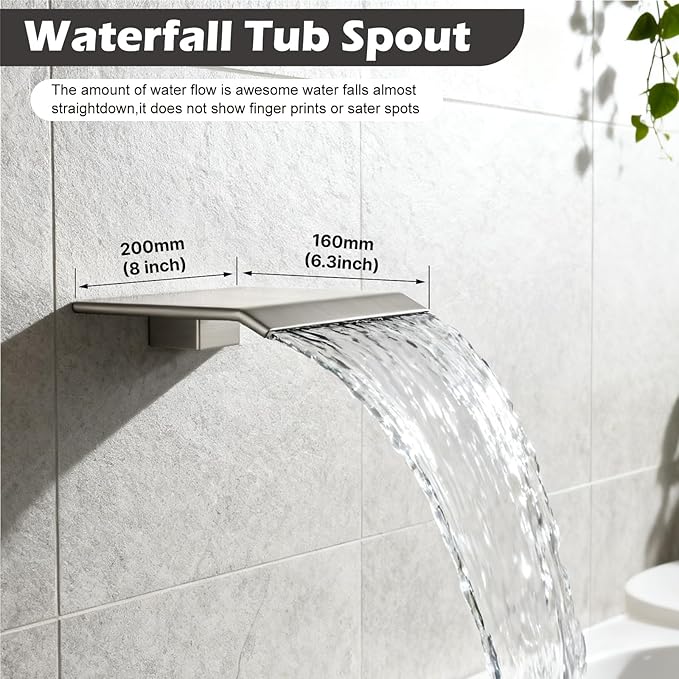 Midanya Shower System with Tub Spout, Bathtub Shower Faucet Set with Square - Image 3