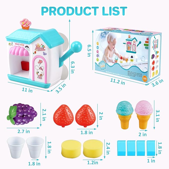 Gretex Toddler Bath Toys for 3 4 5 6 7 8 Years Old Girls, Bubble Ice Cream - Image 7