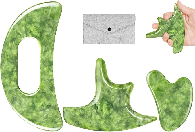 3 PCS Jade Stone Gua Sha Massage Tool Large Guasha Board by CekPo