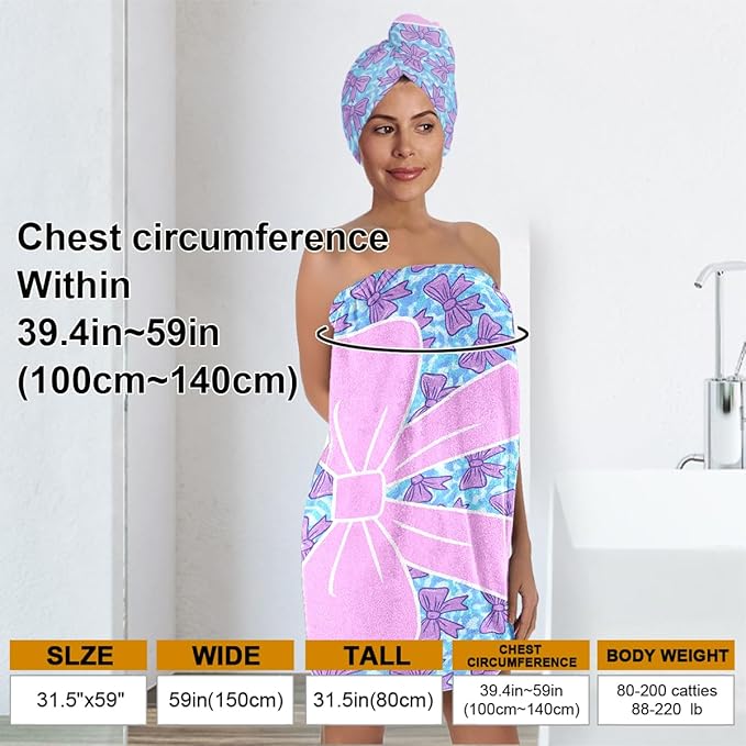 Bow Towel Wrap for Women Girls – Microfiber Shower Spa Wrap - Image 2