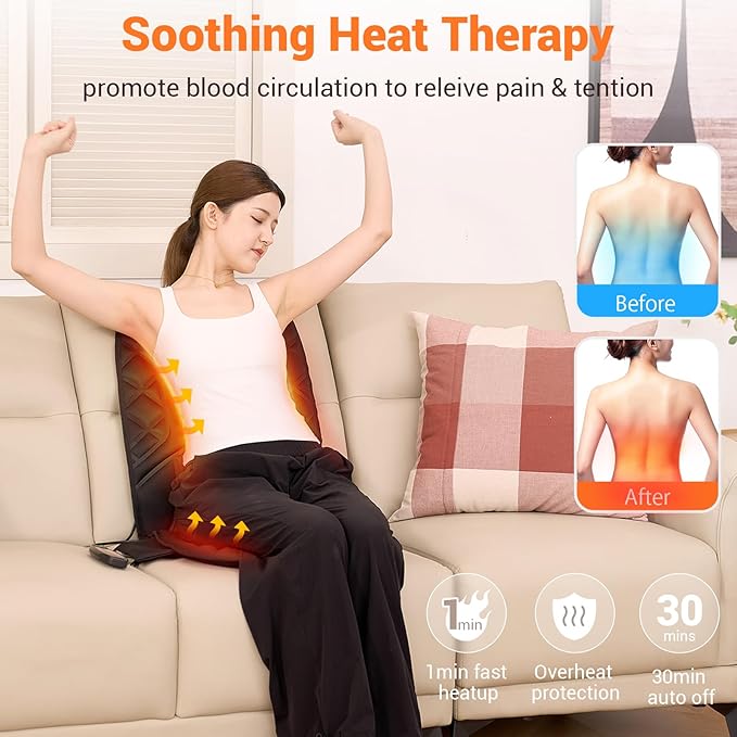 CARSHION 10 Vibrating Massage Nodes Back Massager Chair Pad - Image 6