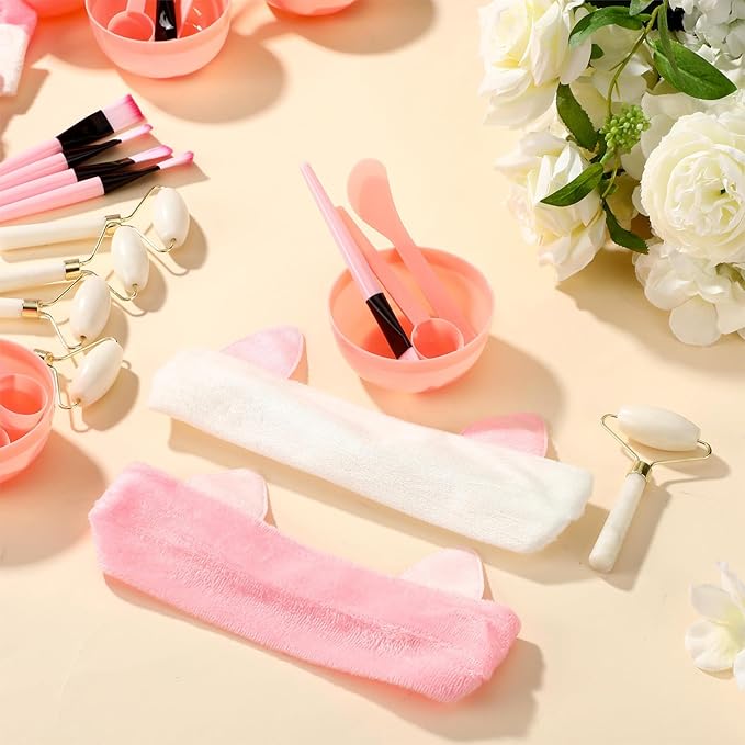 8 Sets Spa Party Supplies include 8 Jade Rollers Face Mask Brushes Face Mask - Image 5