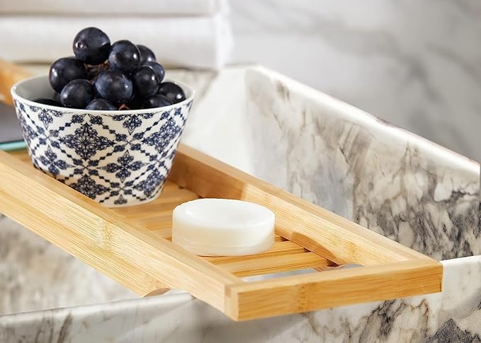 RoyalHouse Bamboo Bath Caddy Tray - Image 5