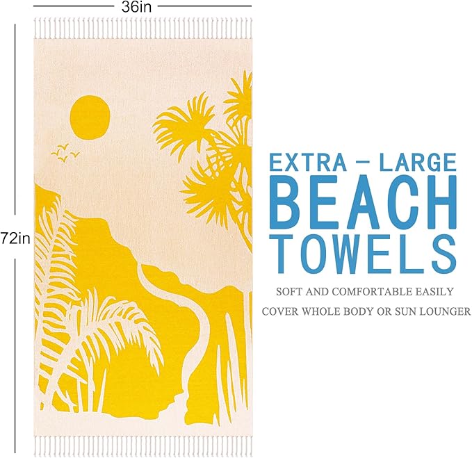 Oversized Cotton Turkish Beach Towels 72"x36" Lightweight Quick Dry Sandless - Image 6