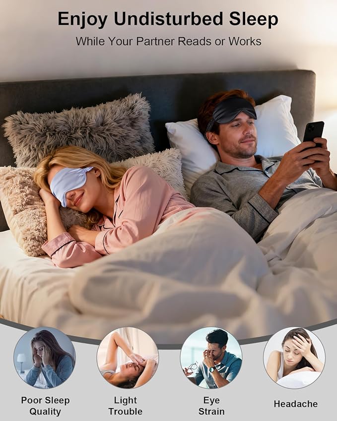 2Pack Silk Sleep Mask, IEKEODI Eye Mask - Image 2