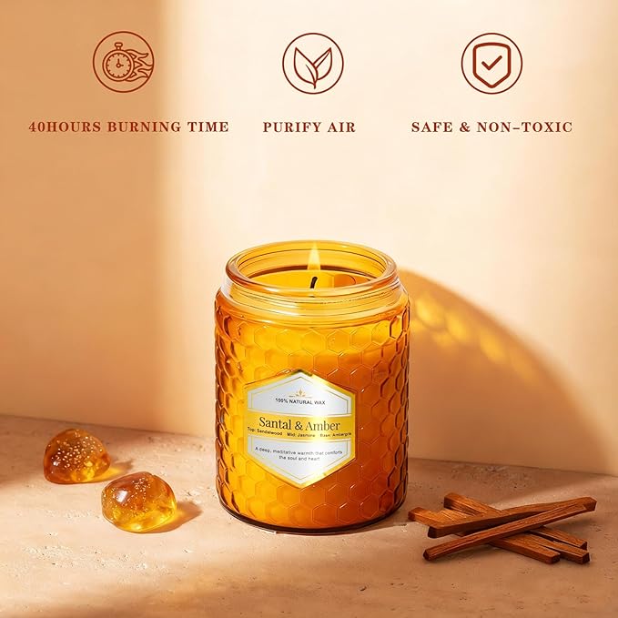 6 Pack Amber Glass Scented Candles - Image 3