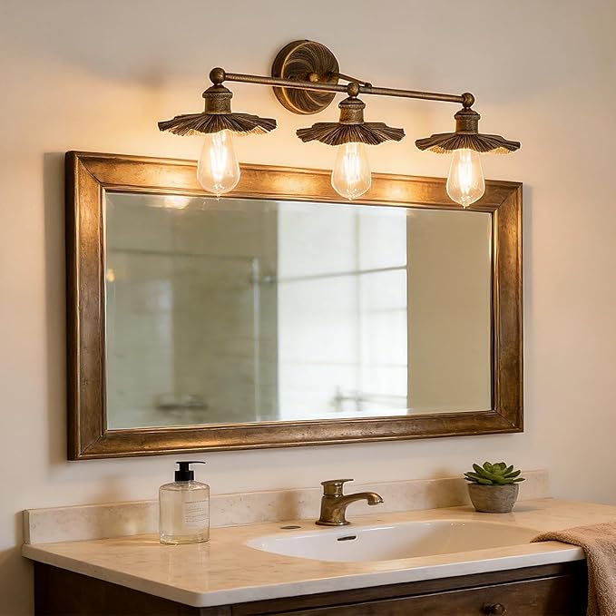 ZGLAOJT 3 Light Vintage Vanity Light Oil Rubbed Bronze Bathroom Light Fixtures - Image 7