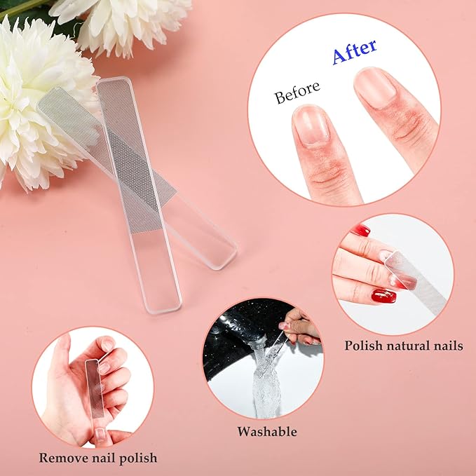6 Pcs Glass Nail File and Nail Shiner Set Manicure Pedicure Glass File Buffer - Image 4