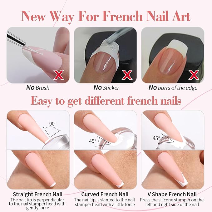 BORN PRETTY French Manicure Kit, Nail Stamper and 2Pcs Gel Nail Polish - Image 4