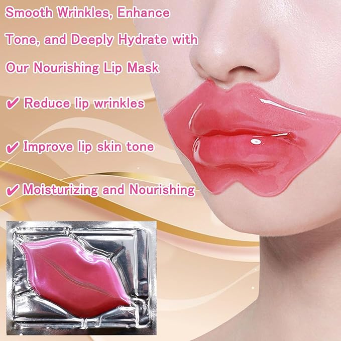 40 Pairs Eye Mask & Lip Mask, 24K Gold Gel Crystal Collagen Under Eye Patches - Image 7