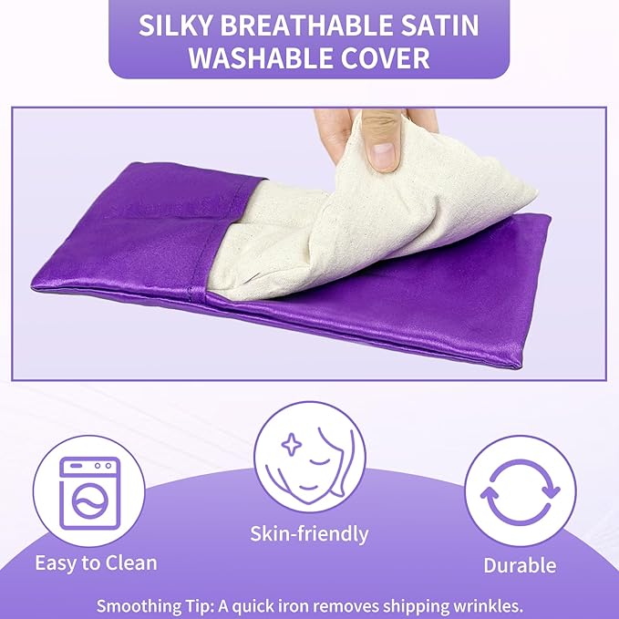 Lavender Eye Pillow for Relaxation, Washable Weighted Eye Mask - Image 4