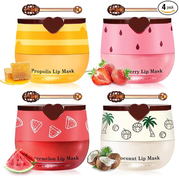 Honey Pot Lip Balm Set, Moisturizing and Repair Bee Lip balm honey Pot by QIUFSSE