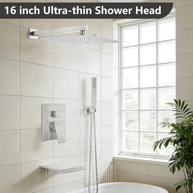 Midanya Shower System with Tub Spout, Bathtub Shower Faucet Set with Square - Image 2