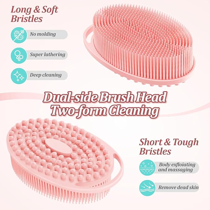 Silicone Back & Body & Face Scrubber Set 3PCS, Gentle Exfoliating Back & Body - Image 4