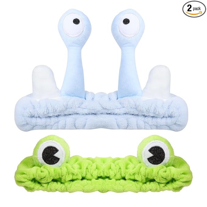 Frog Eye Face Wash Headband Women Snail Spa Hair Band Soft Coral Fleece by Miroksh