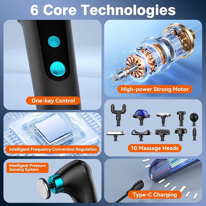 Back Massager with Heat & Cold Therapy, Foldable Deep Tissue Massage Gun - Image 6