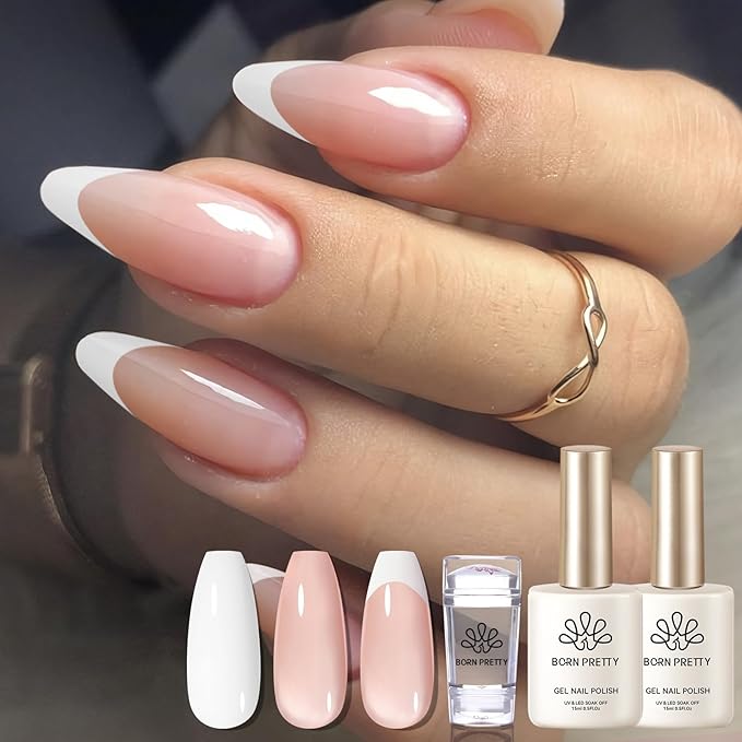 BORN PRETTY French Manicure Kit, Nail Stamper and 2Pcs Gel Nail Polish by BORNPRETTY