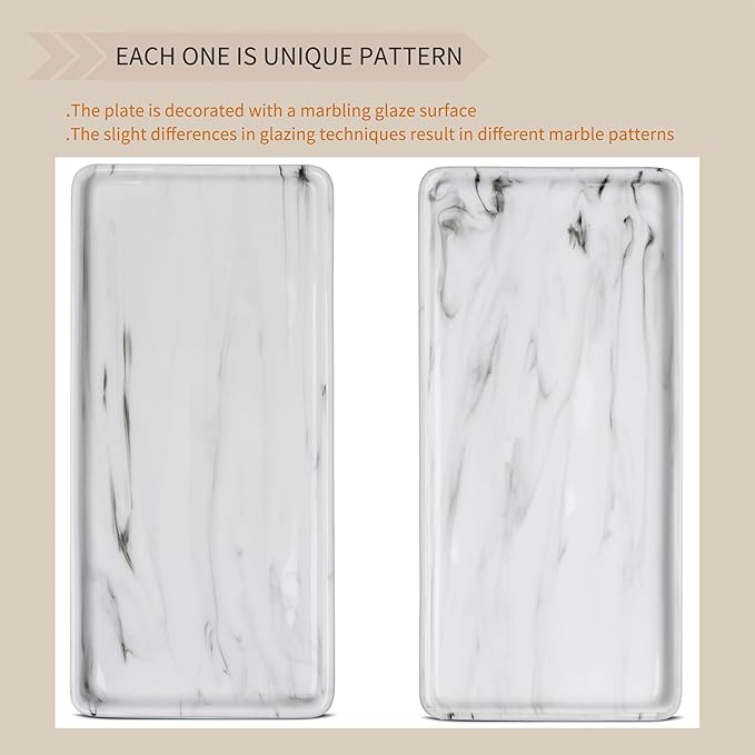 Gurygo 10" Bathroom Tray for Counter, Ceramic Vanity Trays for Bathroom - Image 6