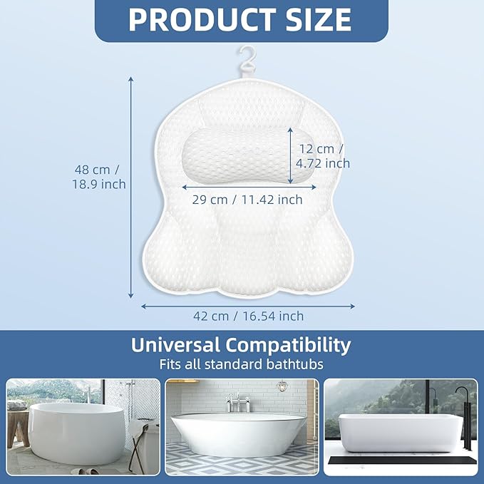 SZXYX Bath Pillows for Tub, Luxury Bathtub Pillows for Head and Neck Support - Image 6