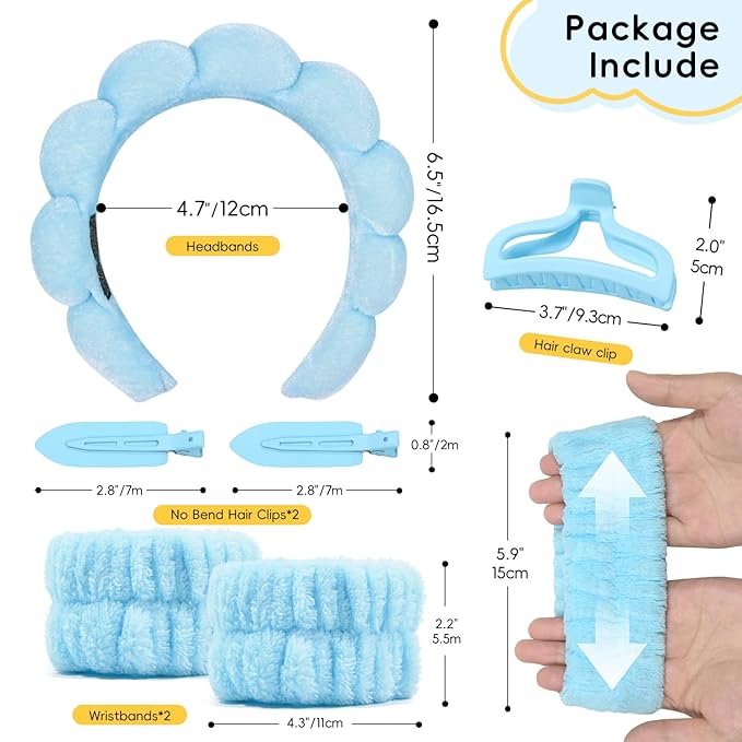 my novel things Spa Headband For Washing Face, Skincare headband and Wristband - Image 2