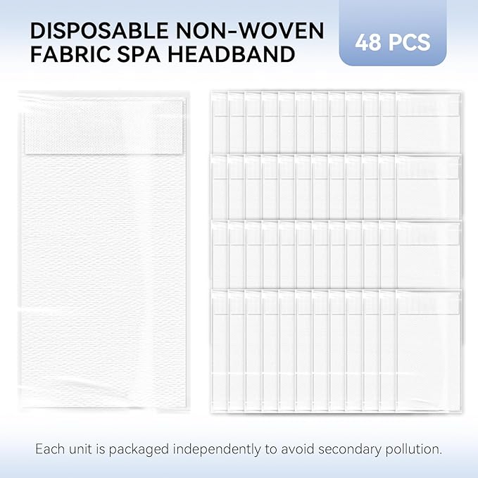 Disposable Headbands for Spa & Facials – 48pcs White Headbands for Women – - Image 4
