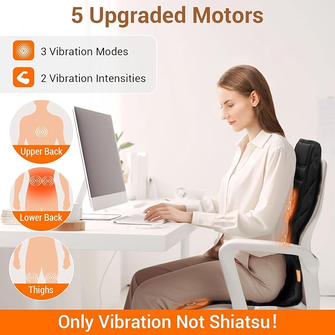 CARSHION Back Massager with Heat, Heated Seat Cover Cushion with 5 Vibrating - Image 4
