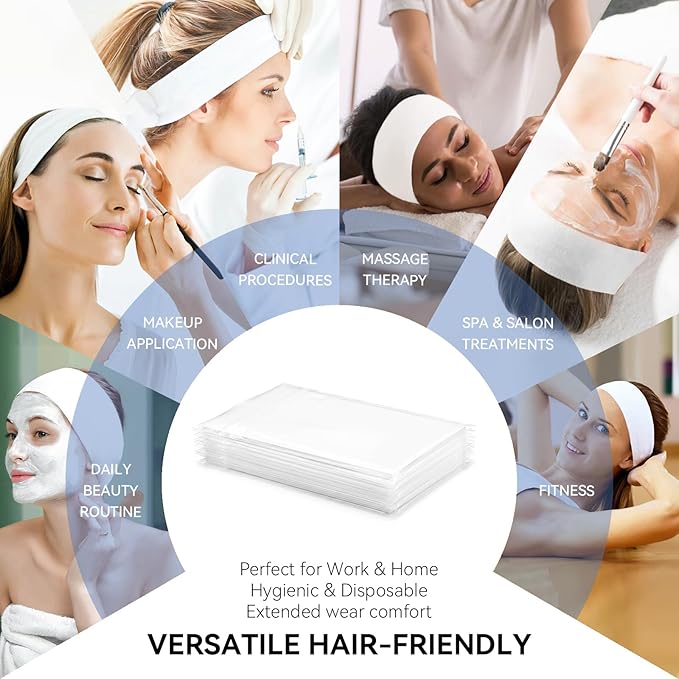 White Disposable Spa Headband for Women – 36pcs Disposable Headbands for Spa - Image 8
