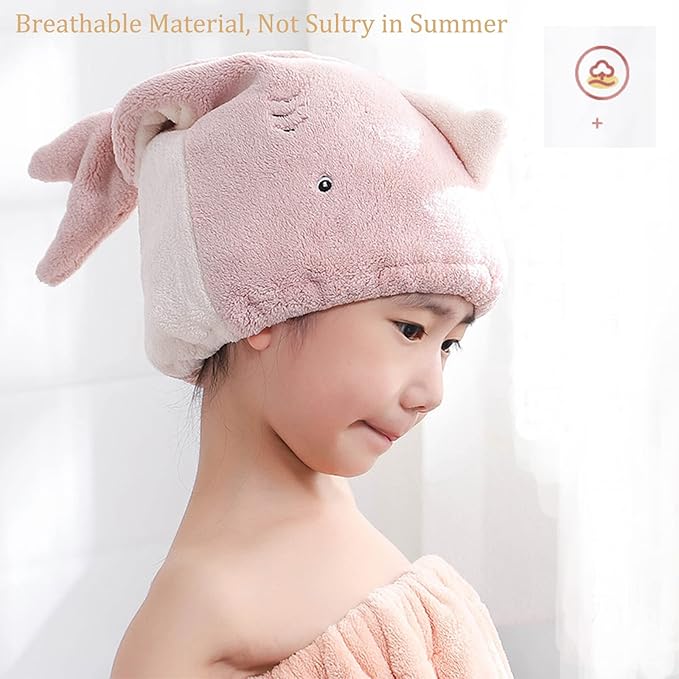 Hair Drying Towel for Kids Girls, Cute Cartoon Absorbent Quick Drying Bath Wrap - Image 6