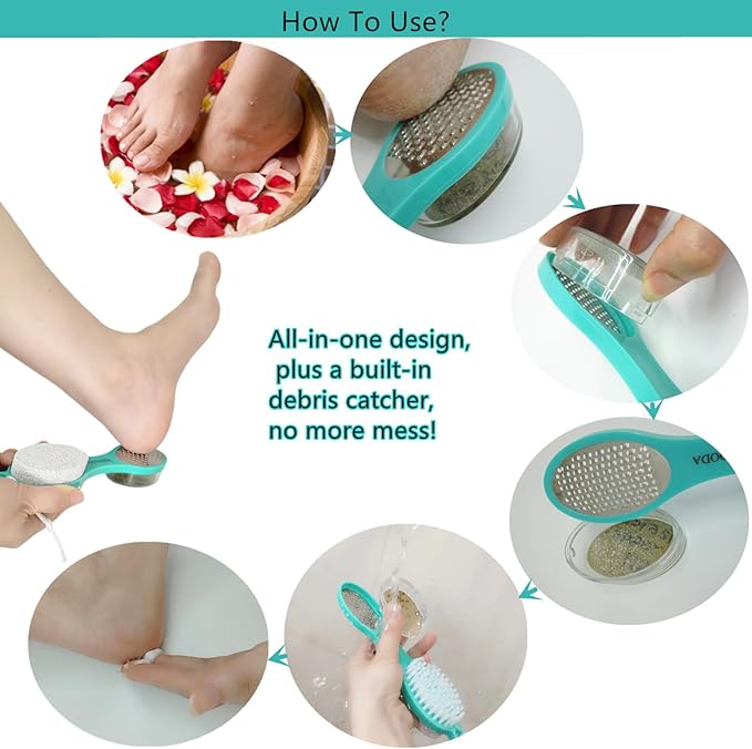 Foot File Callus Remover 5-in-1, Scrubber Brush, Stainless Steel Foot Rasp and - Image 6